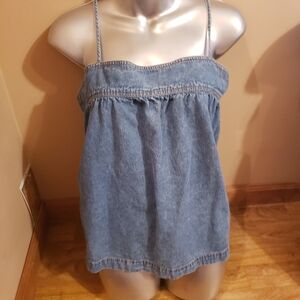 2000s Style Babydoll Denim Top Adjustable Straps Versona